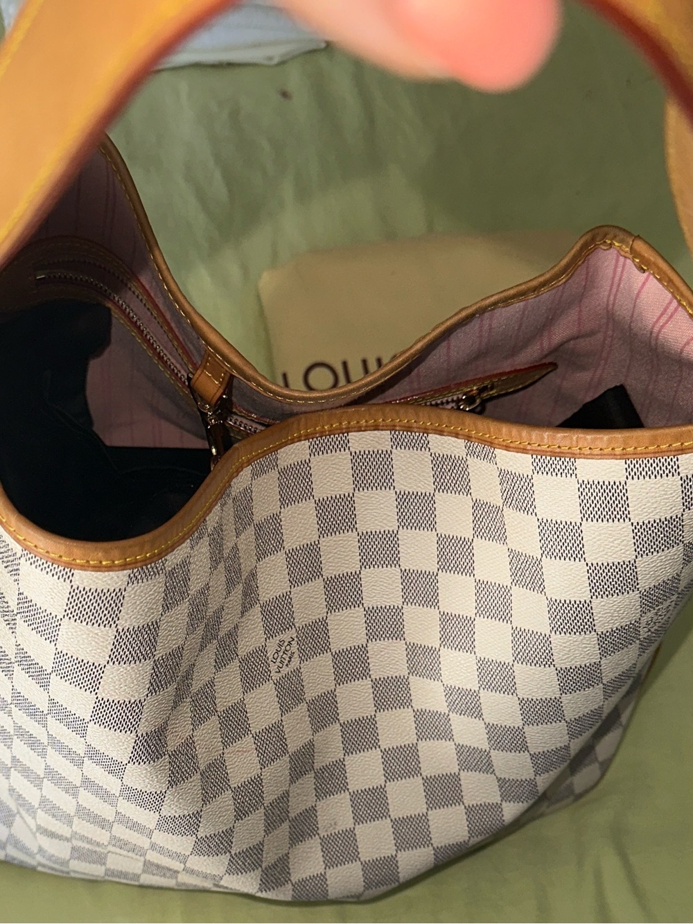 Louis Vuitton Damier Azur Canvas Shoulder Bag with Tan Trim - Picture 5 of 12
